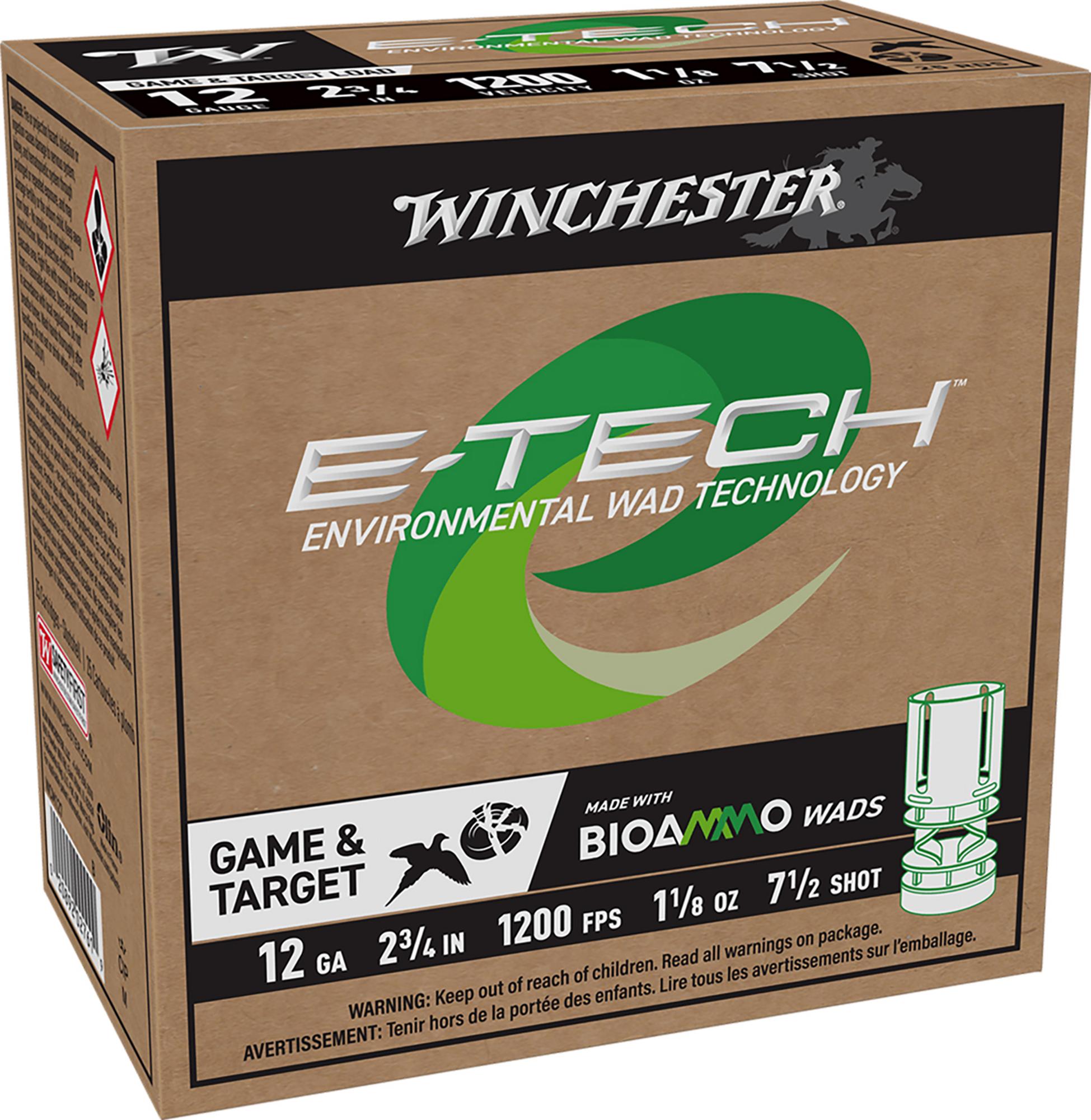 Winchester E-Tech Shotshells WCM127, 12 Gauge, 2-3/4", 1 1/8 oz, 1200 fps, #7.5 Steel Shot, 25 Rds/box