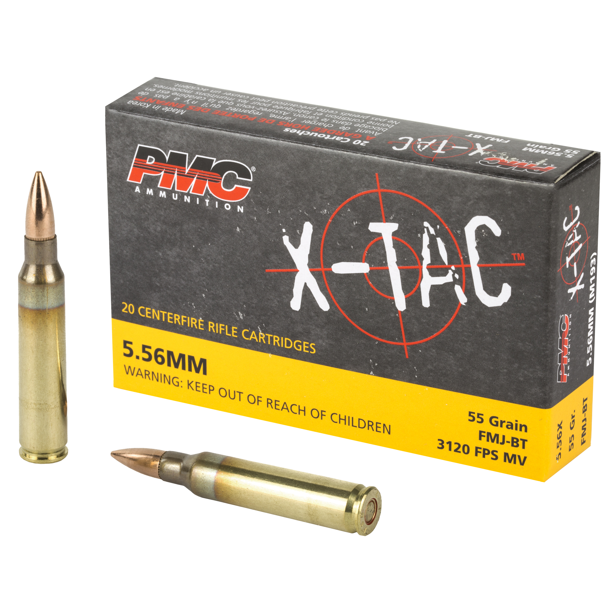 PMC X-Tac 5.56 NATO Ammo 55 grain FMJ BT Case of 1000 Rounds 556X