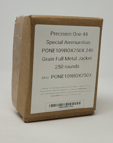 Precision One 44 Special Ammunition PONE109X 240 Grain Full Metal Jacket 250 Rounds