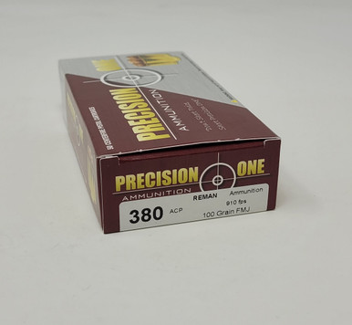 Precision One *REMAN* 380 Auto Ammunition PONE10 100 Grain Full Metal Jacket Case 1000 Rounds
