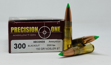 Precision One 300 AAC Blackout Ammunition PONE1265 150 Grain Nosler Ballistic Tip 20 Rounds