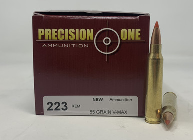 Precision One 223 Remington Ammunition PONE172 55 Grain V-Max 50 Rounds