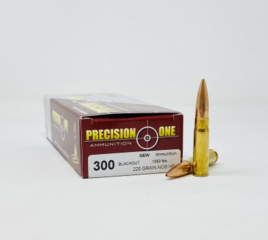Precision One 300 Blackout Ammunition PONE1311 220 Grain Nosler Hollow Point 20 Rounds