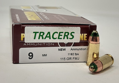 Precision One 9mm Ammunition PONE1341 115 GrainFull Metal Jacket Green TRACER 50 Rounds
