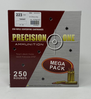 Precision One 223 Remington Ammunition PONE165 55 Grain Full Metal Jacket 250 Rounds