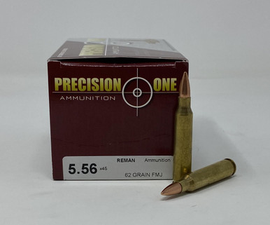 Precision One 5.56x45mmAmmunition *REMAN* PONE245 62 Grain Full Metal Jacket 50 Rounds