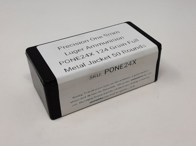 Precision One 9mm Luger Ammunition PONE24X 124 Grain Full Metal Jacket 50 Rounds