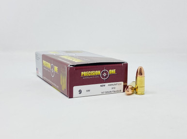 Precision One 9mm Luger Ammunition PONE34 147 Grain Subsonic Full Metal Jacket 50 Rounds