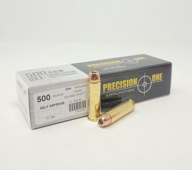 Precision One 500 S&W Magnum Ammunition PONE864 350 Grain Hornady XTP 20 Rounds