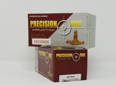 Precision One 223 Rem Ammunition *Seconds* 916 55 Grain V-Max 50 Rounds