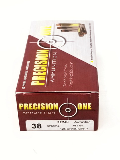 Precision One 38 Special Ammunition *Reman* 125 Grain Copper Plated Hollow Point 50 Rounds