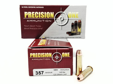 Precision One 357 Mag Ammunition 125 Grain Jacketed Hollow Point Case of 1000 Rounds