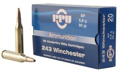 Prvi PPU 243 Win Ammunition PP2431 90 Grain Soft point 20 Rounds