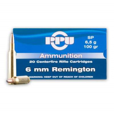Prvi PPU 6mm Rem Ammunition PP660 100 Grain Soft Point Boat Tail 20 Rounds