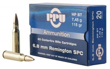 Prvi PPU 6.8mm Rem SPC Ammunition PP68F 115 Grain Full Metal Jacket Boat Tail 20 Rounds