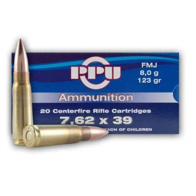 Prvi PPU 7.62x39mm Ammunition PP732 123 Grain Full Metal Jacket 20 Rounds