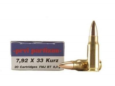 Prvi PPU 7.92x33mm Kurz Mauser Ammunition PP78 124 Grain Full Metal Jacket 20 Rounds