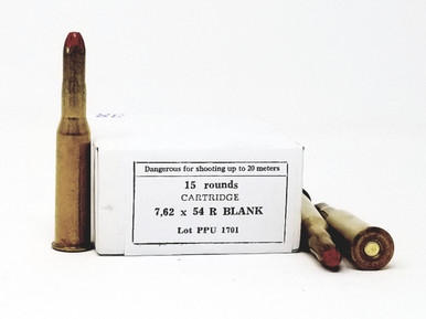 Prvi PPU 7.62x54 Rimmed Russian BLANK Ammunition PPB754 15 Rounds