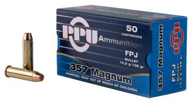 Prvi PPU 357 Mag Ammunition PPH357MF 158 Grain Flat Point Jacketed CASE 500 Rounds