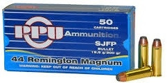 Prvi PPU 44 Rem MAG Ammunition PPR42 300 Grain Semi- Jacketed Flat Point 50 Rounds