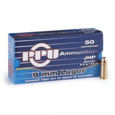 Prvi PPU 9mm Luger Ammunition PPR97 147 Grain Jacketed Hollow Point 50 Rounds