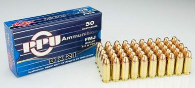 Prvi PPU 9x21 Ammunition PPR992 124 Grain Full Metal Jacket 50 Rounds