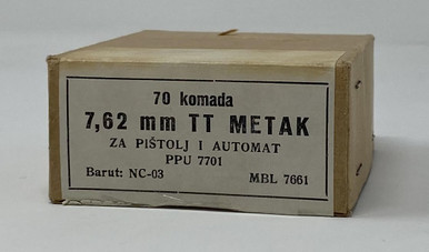 PPU 7.62x25mm Ammunition 85 Grain Full Metal Jacket CRATE 1190 Rounds