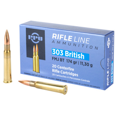 PPU 303 British 174 Grain FMJ Rifle Ammo - 20 Round Box