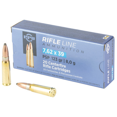 Prvi Partizan PPU 7.62x39mm Ammunition 123 Grain Pointed Soft Point PP739P - 20 Rounds per Box