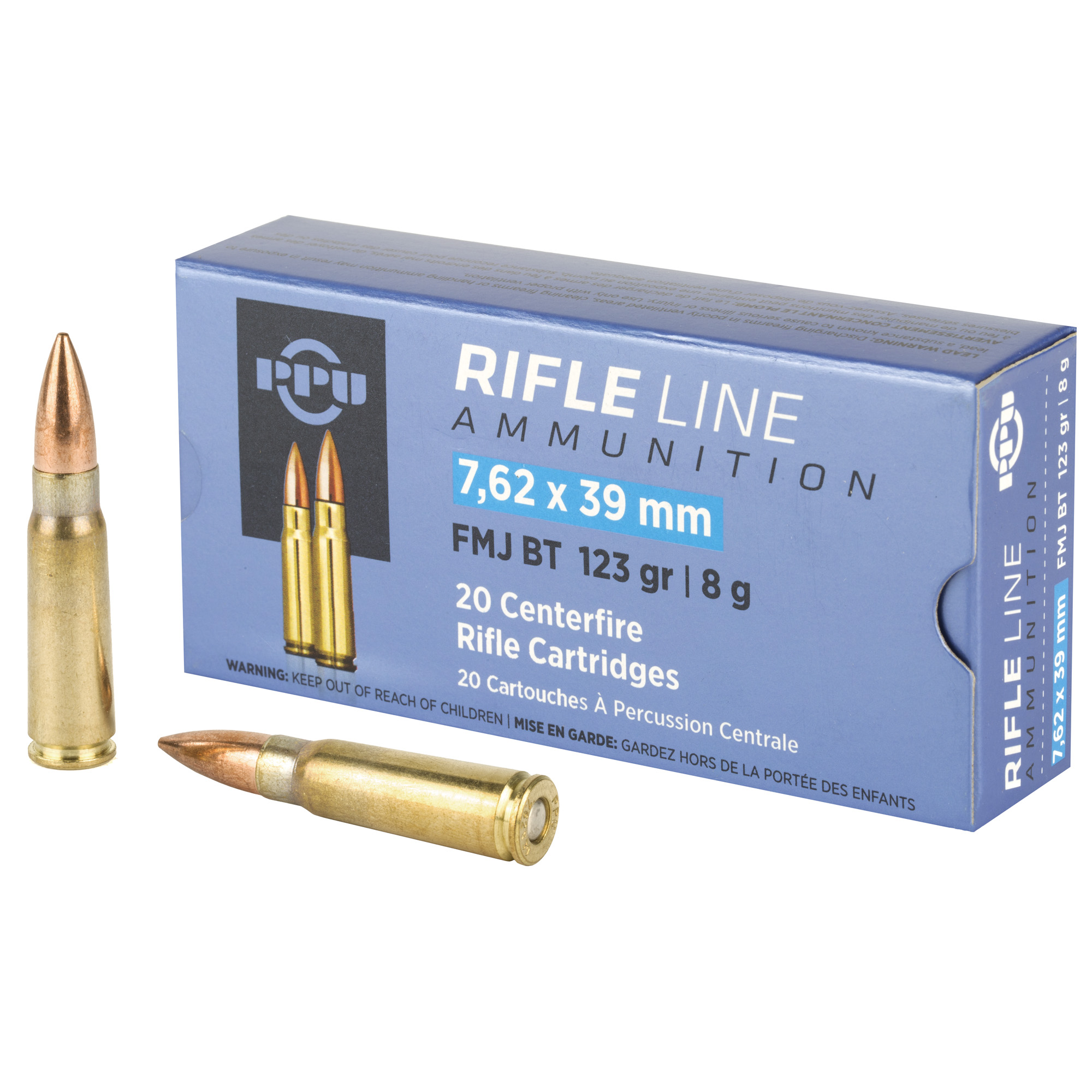 Prvi Partizan PPU 7.62x39 Ammo 123 grain FMJ Case of 1000 Rounds Bulk PP76239F (Brass Case)
