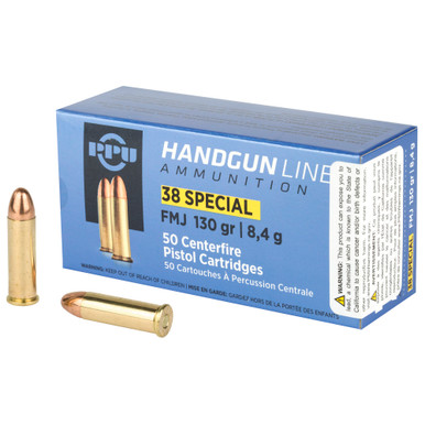 PPU .38 Special 130 Grain Full Metal Jacket - 50 Round Box