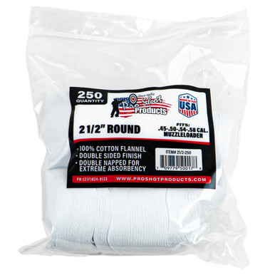 Pro-Shot Products Shooting Patches 2.5" - For 45-58 Caliber, 250 Pack