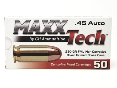 MaxxTech 45 ACP Ammunition PTG45B 230 Grain Full Metal Jacket Case of 500 Rounds