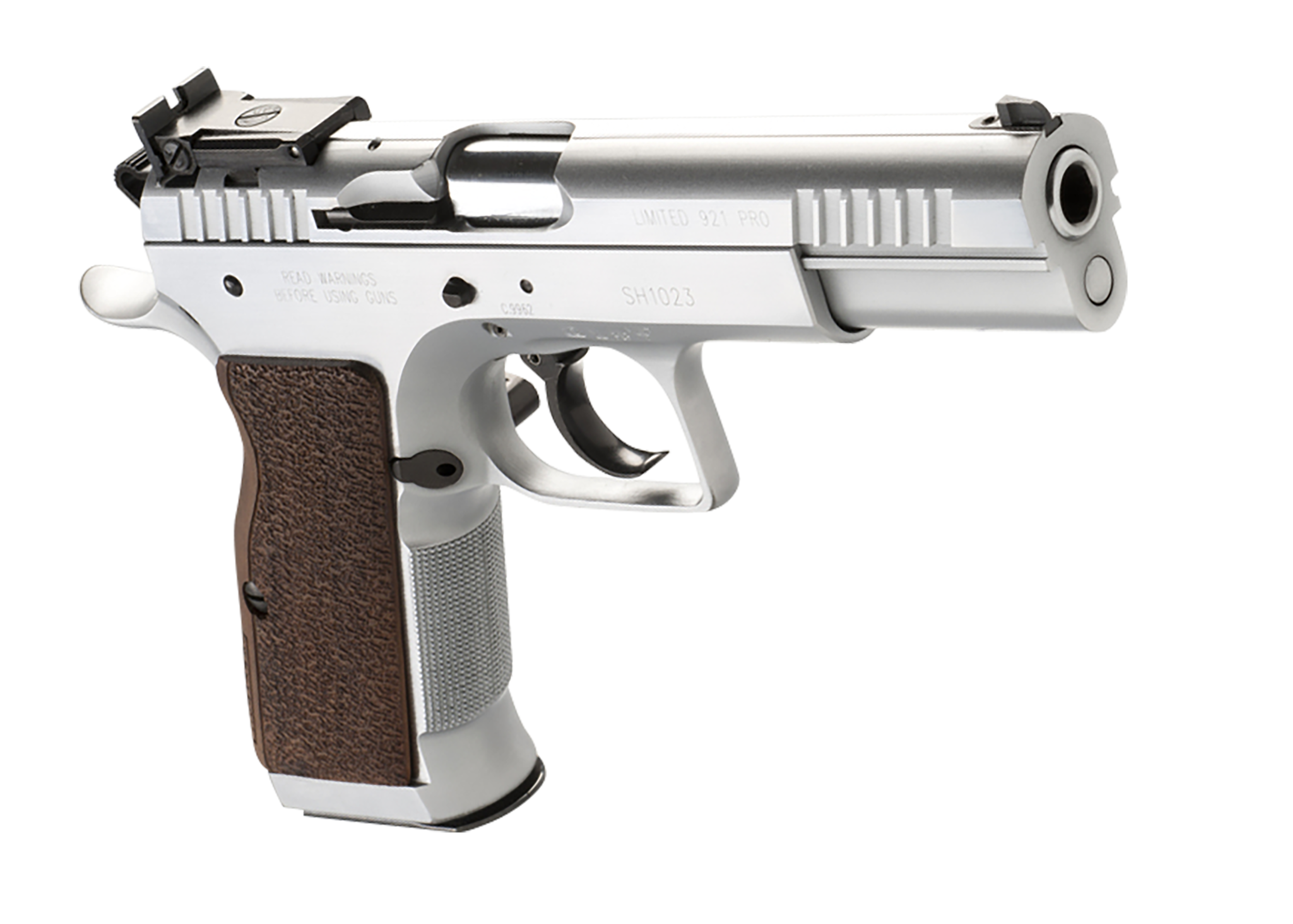 EAA DEFIANT LIMITED PRO Limited Pro Pistol TFLIMPRO38, 38 Super, 4.80in, Serrated Slide & Brown Polymer Grips, Hard Chrome Finish, 17 Rds