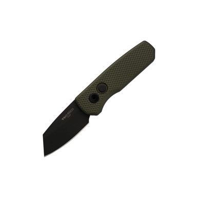 ProTech R5406GREEN Runt 5 AUTO Folding Knife - 1.94" CPM-MagnaCut Black Reverse Tanto Blade, Green Textured Aluminum Handles