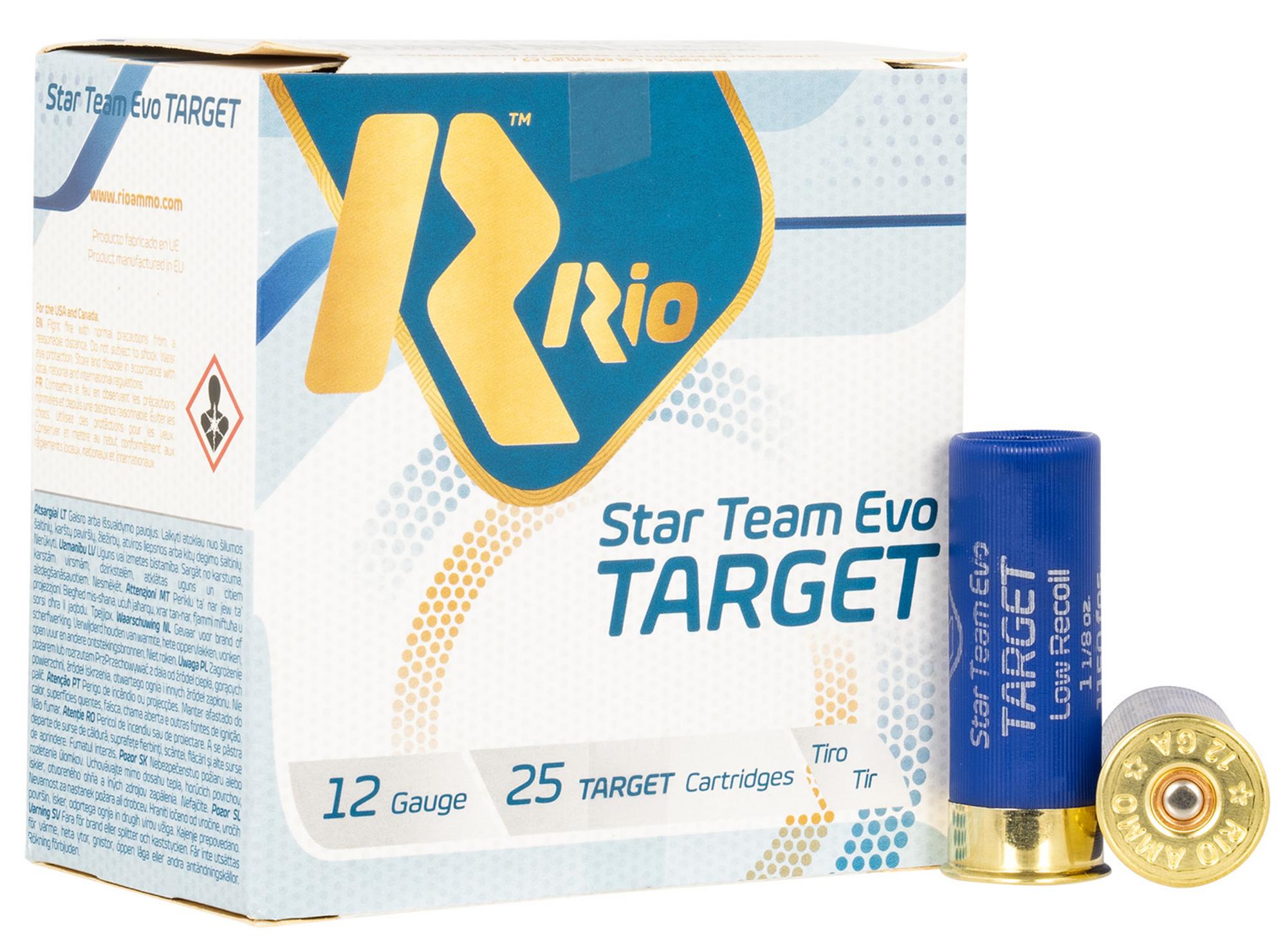 Rio Star Team Target Shotshells STT32LR75, 12 Gauge, 2-3/4", 1 1/8 oz, 1150 fps, #7.5 Lead Shot, 25 Rds/box