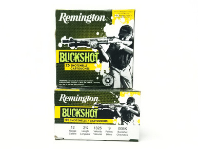Remington 12 Gauge Ammunition 12B00B 2-3/4” 00 Buck 9 Pellets 1325fps 25 Rounds