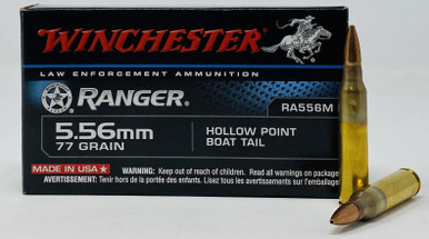 Winchester 5.56x45mm Ammunition RA556M Ranger 77 Grain Match Boat Tail Hollow Point 20 Rounds