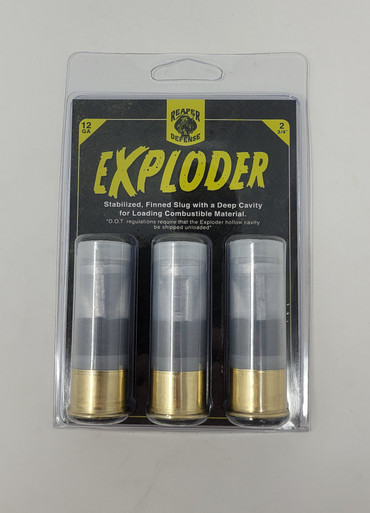 Reaper Defense Exploder 12 Gauge Ammunition RDG1251 2-3/4" Finned Slug With Deep Cavity For Loading Combustible Material 3 Rounds