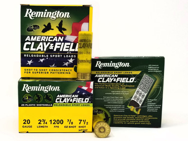 Remington 20 Gauge Ammunition American Clay & Field HT2075 2-3/4" 7.5 Shot 7/8oz 1200fps Case of 250 Rounds