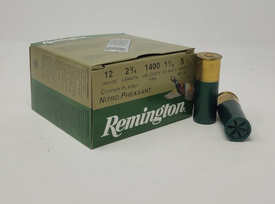 Remington 12 Gauge Ammunition Nitro Pheasant RNP125 2-3/4" 1-1/4oz #5 Shot 1400fps 25 Rounds
