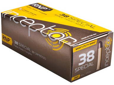 Inceptor 38 Special Ammunition RNP803840050 84 Grain Copper Polymer Matrix 50 Rounds