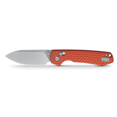 Vosteed Cutlery Raccoon Folding Knife - 3.25" Nitro-V Satin Drop Point Blade, Orange Textured Aluminum Handles