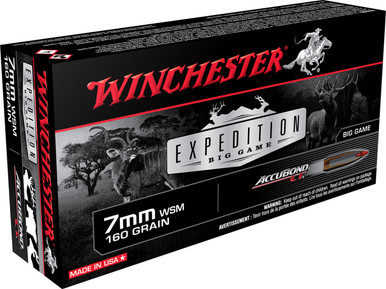 Winchester 7mm WSM Ammunition S7MMWSMCT Expedition Big Game 160 Grain AccuBond CT Ballistic Tip 20 Rounds