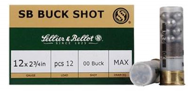 Sellier & Bellot 12 Gauge Ammunition SB12BSC 2-3/4" 00 Buckshot 12 Pellets 1190fps 25 Rounds