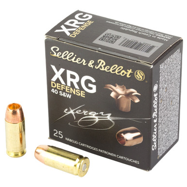 Sellier & Bellot XRG Defense 40 S&W 130 Grain Jacketed Hollow Point - 25 Round Box, Solid Copper Hollow Point