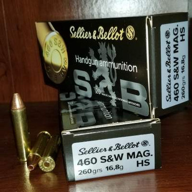 Sellier & Bellot 460 S&W Mag Ammunition SB460C 260 Grain HS Copper 20 Rounds