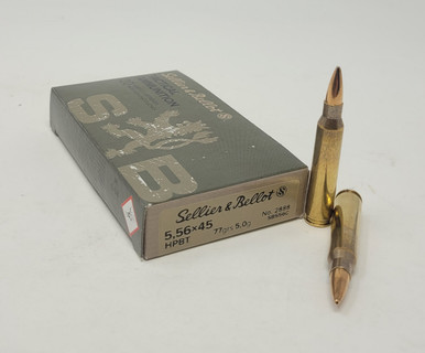 Sellier & Bellot 5.56x45mm NATO SB556C 77 Grain Hollow Point Boat Tail 20 Rounds