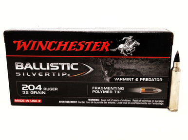 Winchester 204 Ruger Ammunition Ballistic Silvertip SBST204R 32 Grain Fragmenting Polymer Tip 20 Rounds