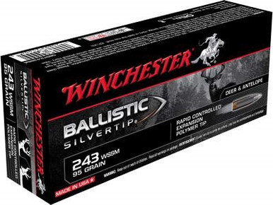 Winchester 243 WSSM Ammunition Supreme SBST243SSA 95 Grain Ballistic Silvertip 20 rounds